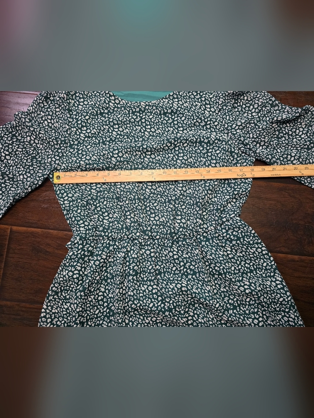 Ladies Casual Green Floral Chiffon Ruffle Long Sleeve Dress XL - Picture 5 of 10